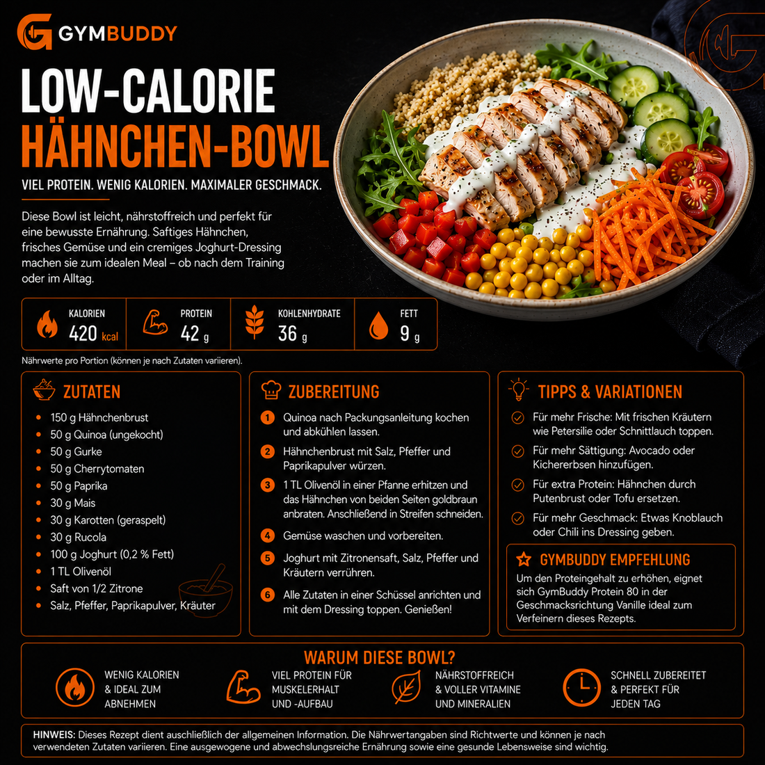 Low-Calorie Hähnchen-Bowl