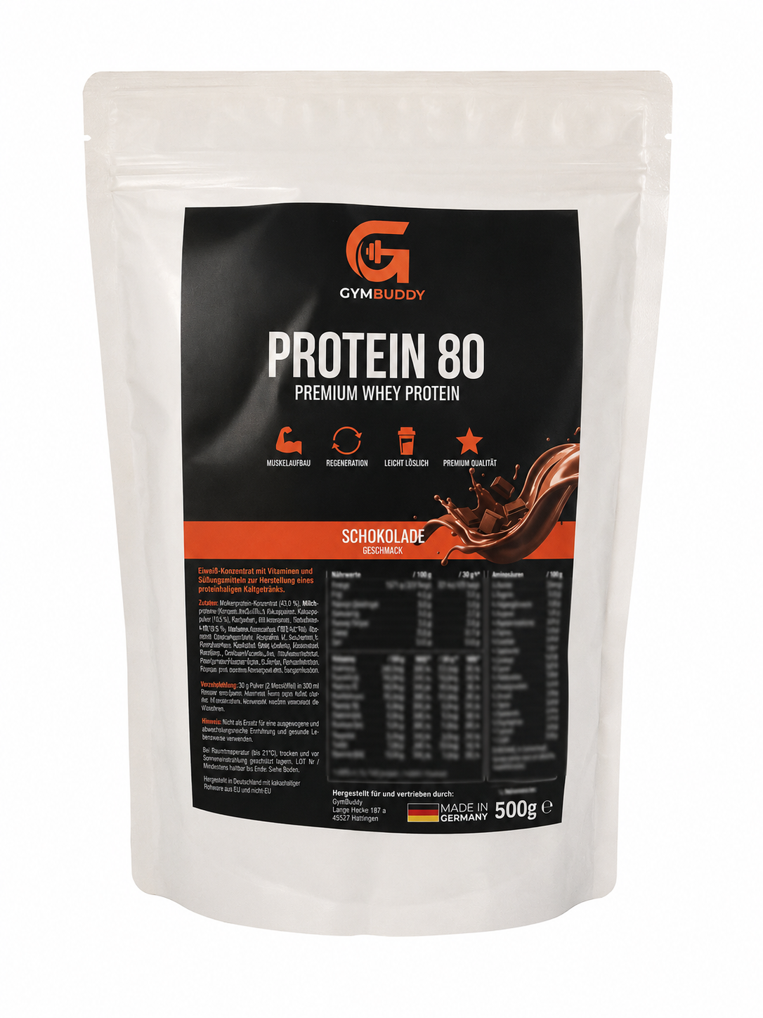 GymBuddy Protein 80 Beutel Schokolade, 500 g
